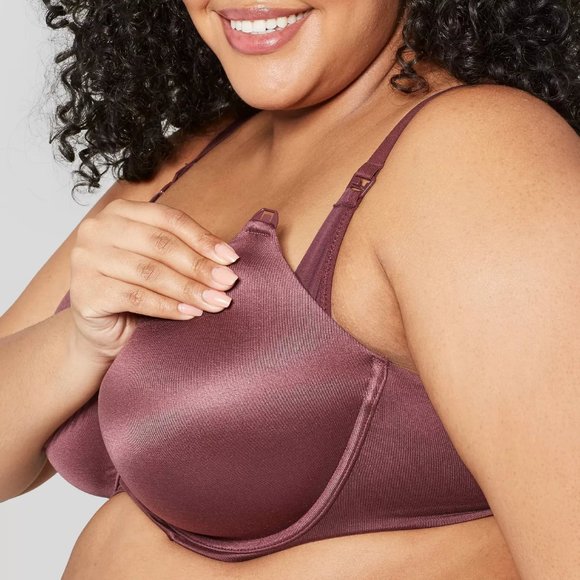 Burgundy Plus Nursing Full Coverage T-Shirt Bra - Picture 3 of 9